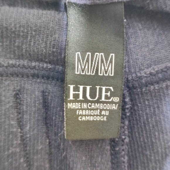 HUE Corduroy Leggings women's size M dark blue stretchy ankle crop - Picture 5 of 11